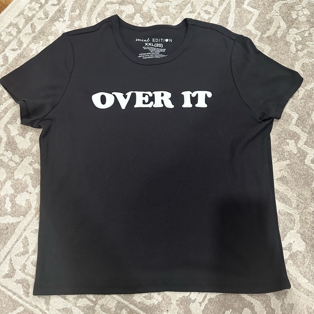 OVER IT Black Top Soft Feel Shirt Top Young Women size XXL